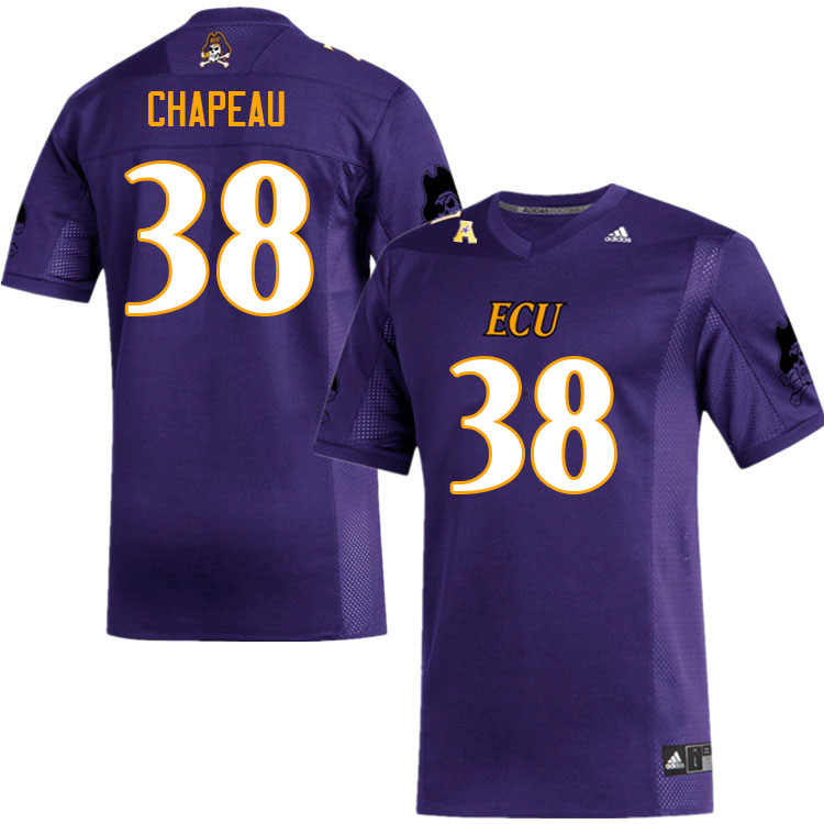 Men #38 David Chapeau ECU Pirates College Football Jerseys Sale-Purple